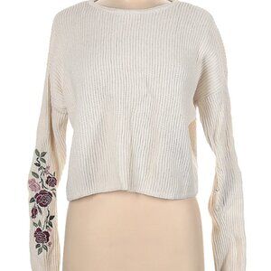 LA Hearts cropped boxy ivory sweater w/ floral embroidery, women's size medium